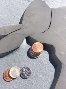 This detail shows how deep we took the background it is easiest to talk about this in terms of coins. Here we went to a depth of three nickels and two pennies. 